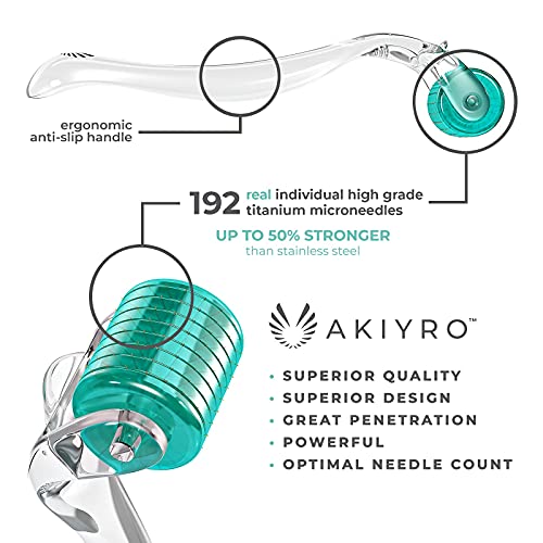 AKIYRO Micro Derma Roller Titanium - 0.30mm Microderm Roller - Microneedle Ro...