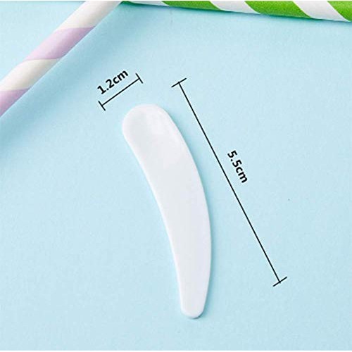 AKOAK 100 Pcs Mini Makeup Mask Spatula, Disposable Plastic Crescent Spoon, Cr...