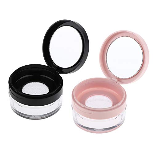 AKOAK 2 Pcs Capacity 20 ml(0.67 oz) Empty Reusable Plastic Loose Powder Compa...