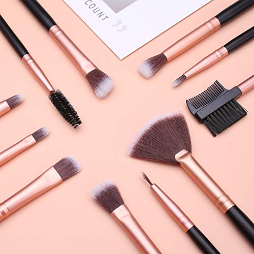 Akstore Makeup Brushes 16 Pcs Makeup Brush Set Travel makeup brush set with 4...