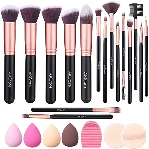 Akstore Makeup Brushes 16 Pcs Makeup Brush Set Travel makeup brush set with 4...