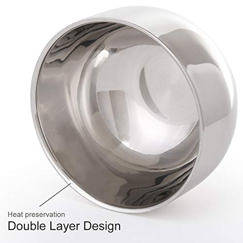 Akstore Men's Durable Shave Soap Cup Shining Double Layer Stainless Steel Hea...