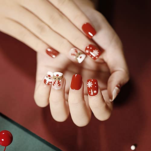 3D Christmas Detachable False Nail Patch Waterproof Santa Elk Christmas Tree ...