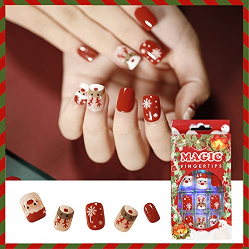 3D Christmas Detachable False Nail Patch Waterproof Santa Elk Christmas Tree ...