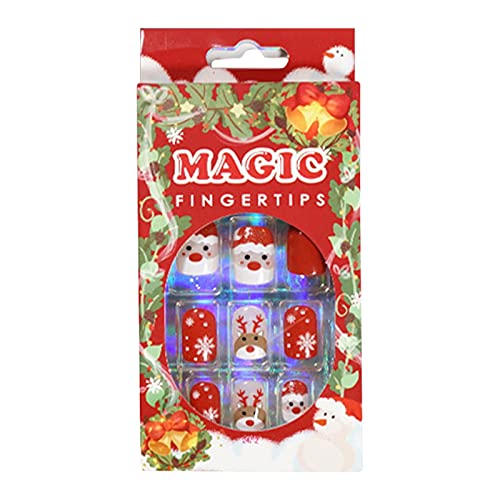 3D Christmas Detachable False Nail Patch Waterproof Santa Elk Christmas Tree ...