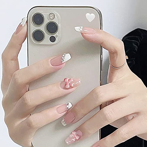 Extra Long Press on Coffin Nails 24 Pcs 3D Butterfly False Nails Cow Design A...