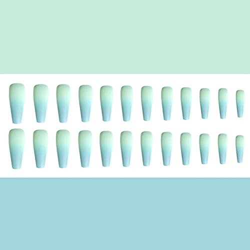 Extra Long Press on Nails Rainbow Gradient Ballerina Coffin False Nails Solid...