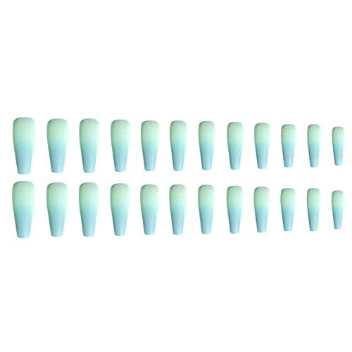 Extra Long Press on Nails Rainbow Gradient Ballerina Coffin False Nails Solid...