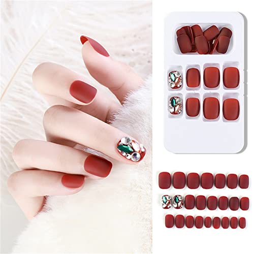 French Fake Nail Nude Nails with Black and Glitter Top Artificail Nails for D...