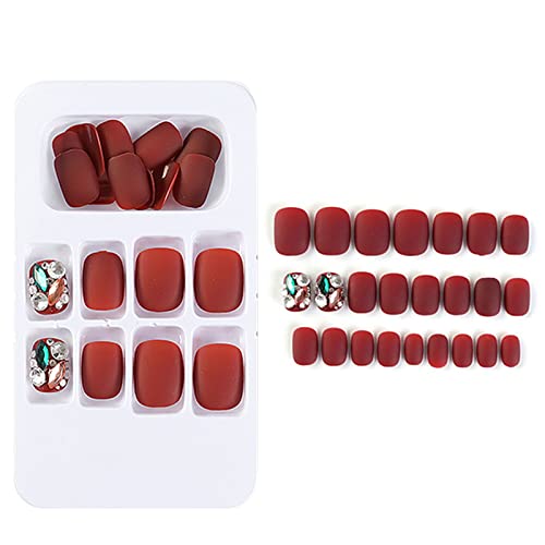 French Fake Nail Nude Nails with Black and Glitter Top Artificail Nails for D...