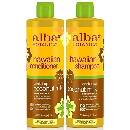 Alba Botanica Drink It Up Coconut Milk, Hawaiian Duo Set Shampoo and Conditio...