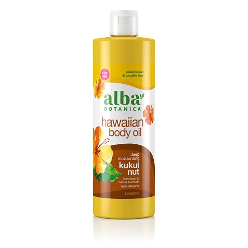 Alba Botanica Hawaiian Body Oil, Deep Moisturizing Kukui Nut, 8.5 Oz (Packagi...