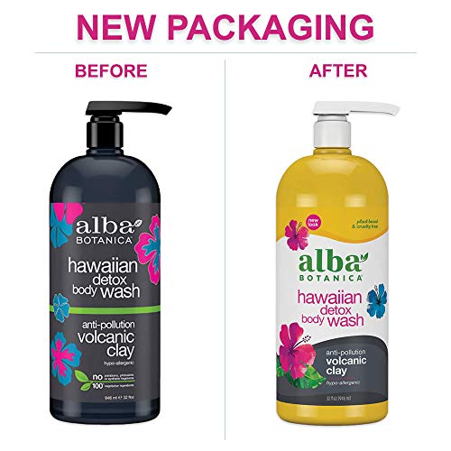Alba Botanica Hawaiian Detox Body Wash, Anti-Pollution Volcanic Clay, White, ...