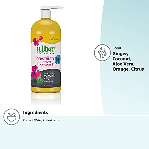 Alba Botanica Hawaiian Detox Body Wash, Anti-Pollution Volcanic Clay, White, ...