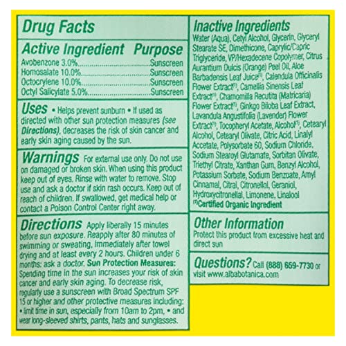 Alba Botanica Sunscreen Lotion SPF 45, Green Tea, 4 Oz (Packaging May Vary)