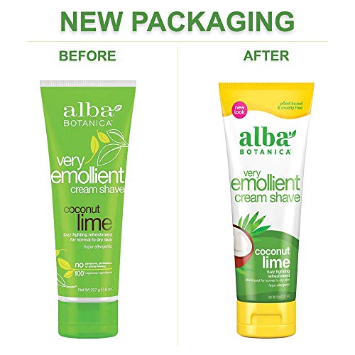 Alba Botanica Very Emollient Cream Shave, Coconut Lime, 8 Oz (Packaging May V...