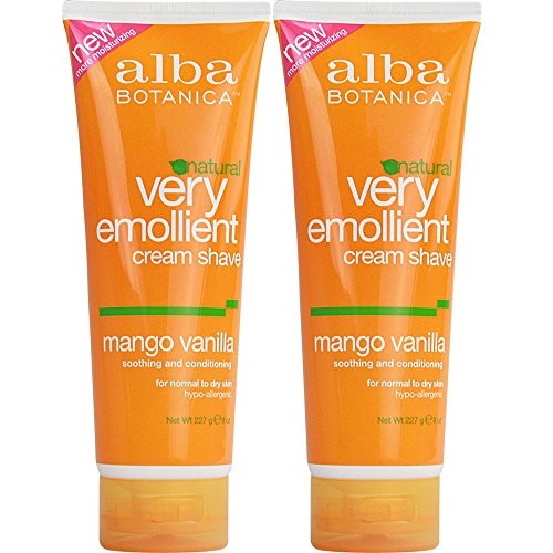 Alba Natural Very Emollient Cream Shave, Mango Vanilla, 8 Ounce (Pack of 2)