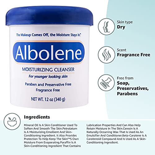 Albolene Moisturizing Cleanser 3-in-1 Skin Care Product: Makeup Remover, No S...