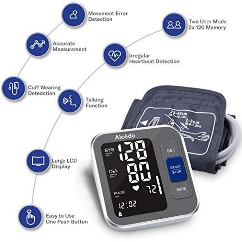 Alcedo Blood Pressure Monitor Upper Arm, Automatic Digital BP Machine with Wi...