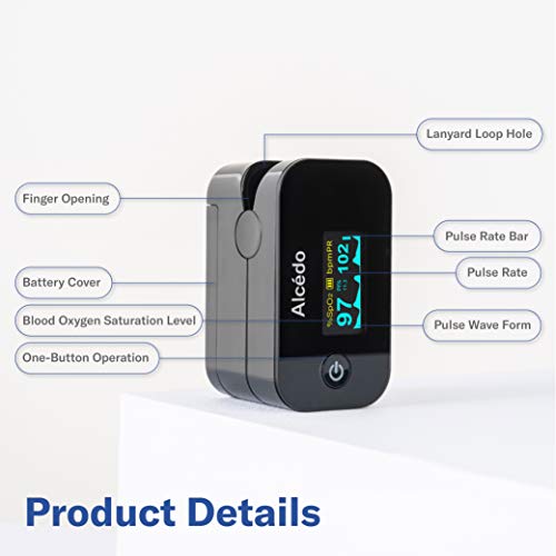 Alcedo Pulse Oximeter Fingertip | Blood Oxygen Saturation Level (SpO2) and He...
