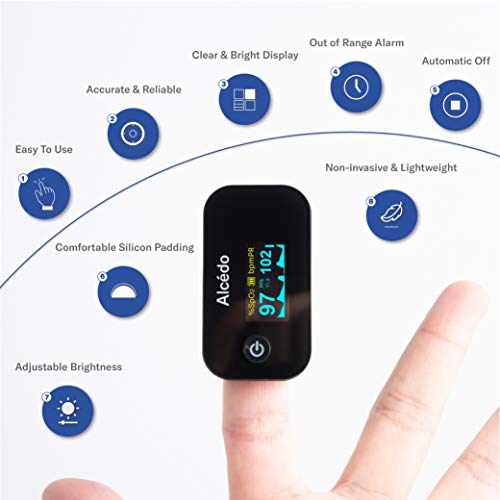 Alcedo Pulse Oximeter Fingertip | Blood Oxygen Saturation Level (SpO2) and He...