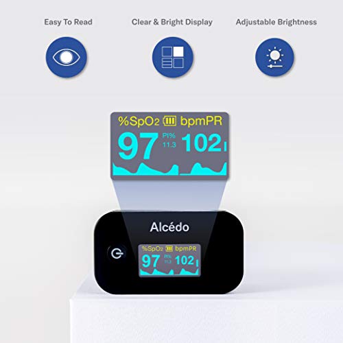 Alcedo Pulse Oximeter Fingertip | Blood Oxygen Saturation Level (SpO2) and He...