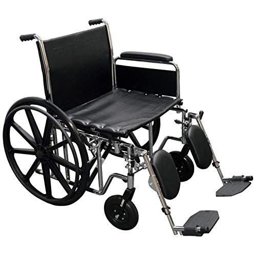 ALCO 22" Heavy Duty Chrome Wheelchair (500 lb. Weight Capacity) with Removabl...