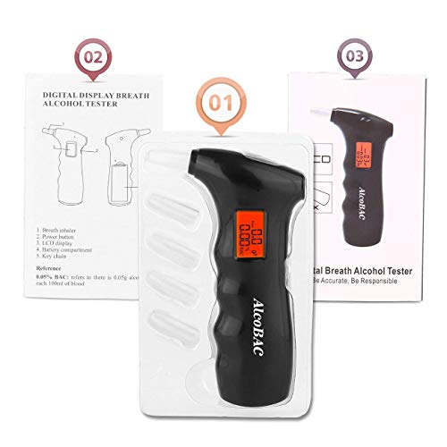 AlcoBAC Alcohol Breathalyzer Tester Professional Digital Breath Alcohol Detec...