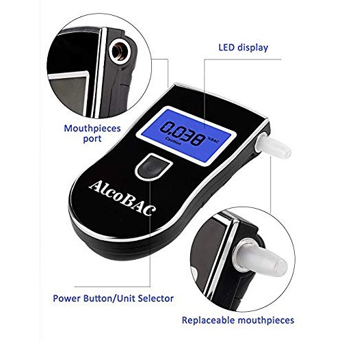 AlcoBAC Alcohol Tester Portable Breathalyzer LCD Display Digital Breath Alcoh...