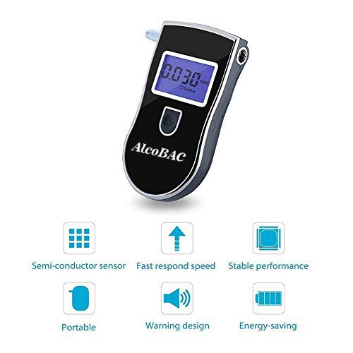 AlcoBAC Alcohol Tester Portable Breathalyzer LCD Display Digital Breath Alcoh...