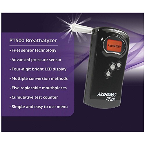 AlcoHAWK PT500 Breathalyzer, Fuel Cell Sensor, Police Grade Professional Brea...