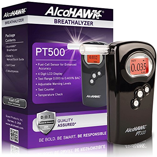 AlcoHAWK PT500 Breathalyzer, Fuel Cell Sensor, Police Grade Professional Brea...