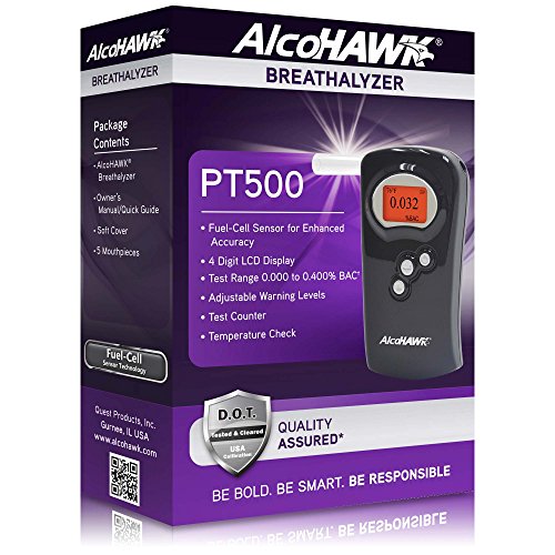 AlcoHAWK PT500 Breathalyzer, Fuel Cell Sensor, Police Grade Professional Brea...
