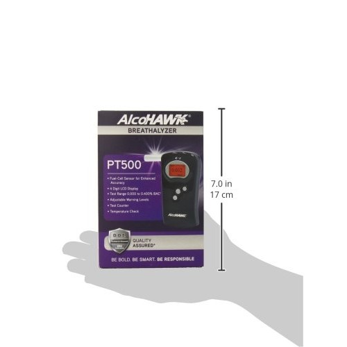 AlcoHAWK PT500 Breathalyzer, Fuel Cell Sensor, Police Grade Professional Brea...