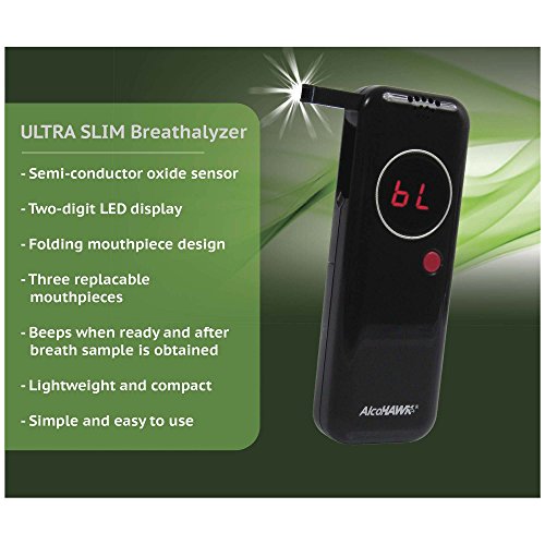 AlcoHAWK Ultra Slim Breathalyzer, Semi-Conductor Sensor Breath Alcohol Tester...