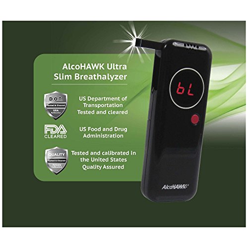 AlcoHAWK Ultra Slim Breathalyzer, Semi-Conductor Sensor Breath Alcohol Tester...