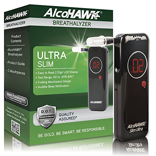 AlcoHAWK Ultra Slim Breathalyzer, Semi-Conductor Sensor Breath Alcohol Tester...