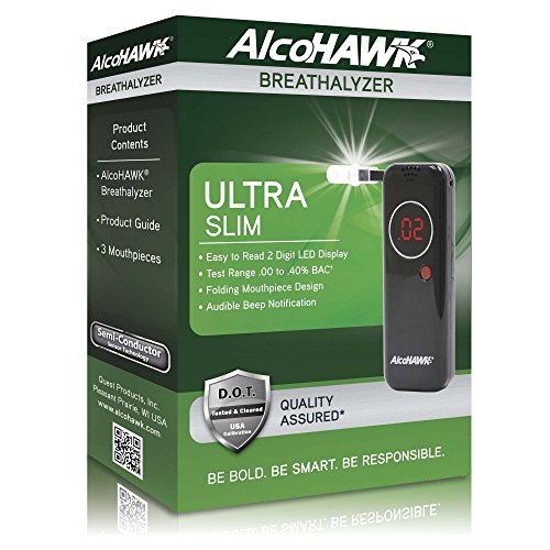 AlcoHAWK Ultra Slim Breathalyzer, Semi-Conductor Sensor Breath Alcohol Tester...