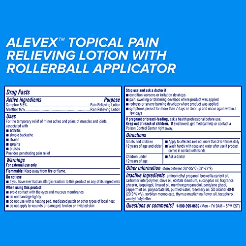 Aleve X Pain Relieving Lotion with Rollerball Applicator, Topical, 2.5 Oz