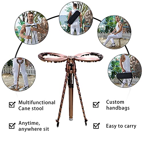 ALEVMOOM Portable Walking Cane with Seat Camping Cane Seat Telescoping Cane S...