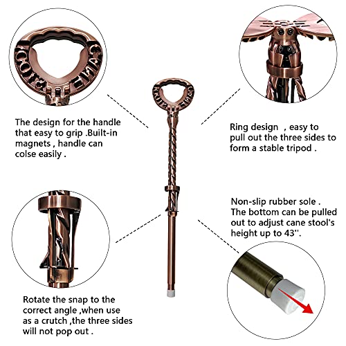 ALEVMOOM Portable Walking Cane with Seat Camping Cane Seat Telescoping Cane S...