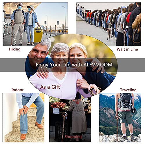 ALEVMOOM Portable Walking Cane with Seat Camping Cane Seat Telescoping Cane S...