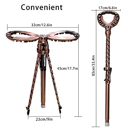 ALEVMOOM Portable Walking Cane with Seat Camping Cane Seat Telescoping Cane S...