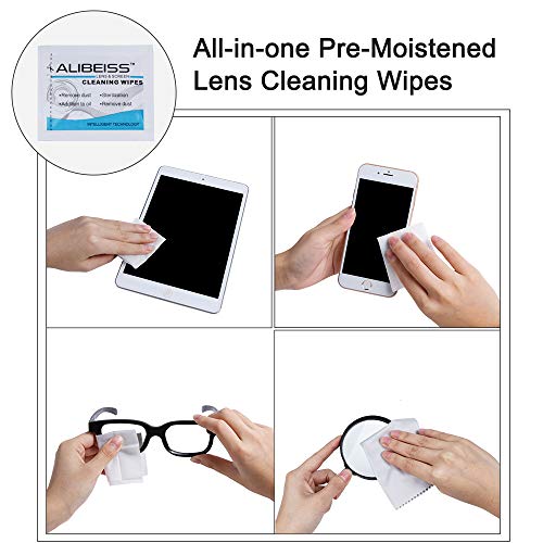 Pre-Moistened Lens Wipes ALIBEISS Screen Wipes for Glasses, Camera,Tablets, S...
