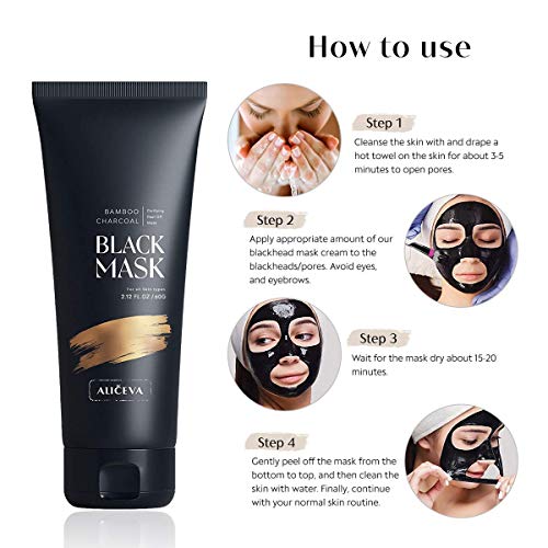 Aliceva Black Mask, Blackhead Remover Mask, Charcoal Peel Off Mask, Charcoal ...