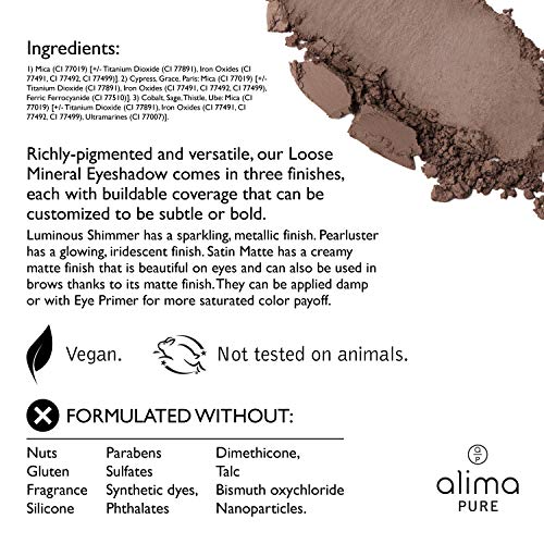 Alima Pure Loose Mineral Eyeshadow - Long-lasting Creamy Matte, Neutral or Gl...