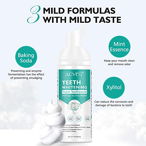 2Pcs Toothpaste Cleansing Foam, 60ml Baking Soda Toothpaste, Intensive Stain ...