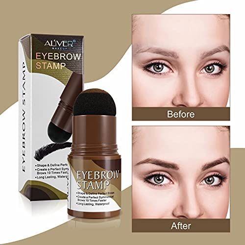 Eyebrow Stamp Stencil Kit, Eyebrow Definer Powder Stamp Makeup with 10 Reusab...