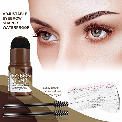 Eyebrow Stamp Stencil Kit, Eyebrow Definer Powder Stamp Makeup with 10 Reusab...