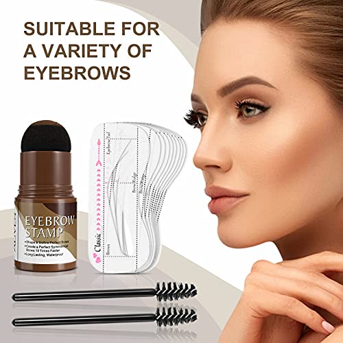 Eyebrow Stamp Stencil Kit, Eyebrow Definer Powder Stamp Makeup with 10 Reusab...